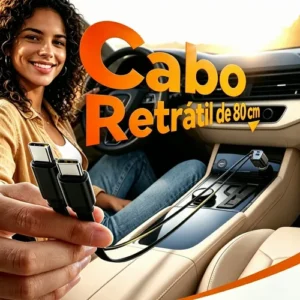 Carregador Turbo De Carro Retratil 4 Em 1 Com 2 Cabos Type-c - Imagem 3