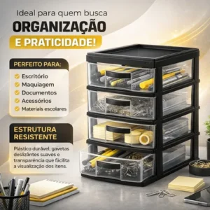 Gaveteiro Organizador 4 Gavetas Multiuso Reforçado Grande - Imagem 5