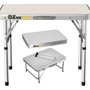 Mesa Dobrável Praia Camping Alumínio 60x45cm Vira Maleta Cor Branco e Prateado The Black Tools - Imagem 1
