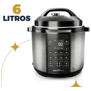Panela Pressão Britânia Bpp06p Preto Com Inox - Imagem 1