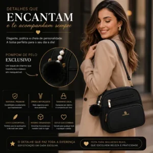Bolsa Bag Feminina Média Baú Elegante Alça Ombro E Tiracolo - Imagem 4