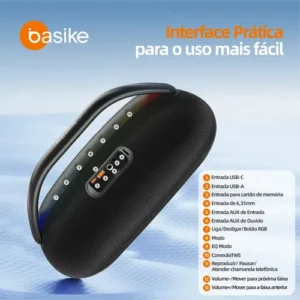 Basike Caixa De Som Bluetooth 200W, Boombox TWS, Prova D'água IPX5, Caixa Som Portátil, Super Potente Festa, Com RGB Luzes LED Bombox Caixa De Som Caixa Som Caixa Bluetooth Caixa Bluetooth Portati - Imagem 4