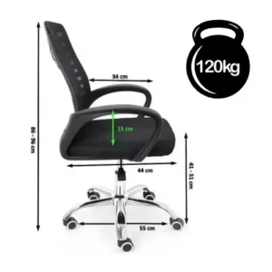 Cadeira Giratória Executiva Mesh Masterchair Preta Altura Ajustável Escritório 119kg - Imagem 7