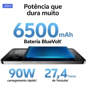 Smartphone JOVI V50 Lite 5G 256GB 8GB RAM Câmera 50MP AMOLED 6.77" 6500mAh 90W Android 15 - Preto Eclipse - Imagem 4
