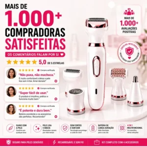 Depilador Elétrico Feminino 4 Em 1 Pelos Íntimos Axila Nariz - Imagem 10