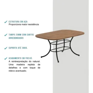 Conjunto Sala De Jantar Carraro Com Mesa E 6 Cadeiras Preto Fenix Carraro - Imagem 7