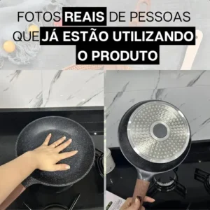 Frigideira Cerâmica Antiaderente Grande 24cm Para Fogão A Gás Indução Cooktop Panela Frita Sem Óleo Não Gruda Profissional Moderna Mix - Imagem 10