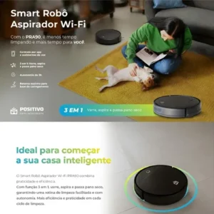 Robô aspirador Positivo Casa Inteligente PRA90 preto - Imagem 2