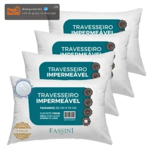 4 Travesseiros Antialérgico Impermeável 50x70 Super Macio - Imagem 1