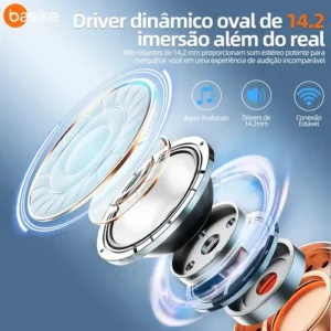Basike Fone De Ouvido Bluetooth 6.0 Esportivo Sem Fio Gancho Intra-auricular,estéreo,Com display Led, Tws, Ipx5, Enc, Suporta Chamadas De Voz, Compatível Android E Ios, Cor Preto - Imagem 9