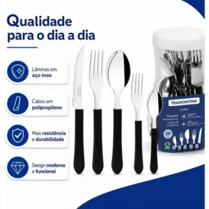 Jogo De Talheres Faqueiro Tramontina Aço Inox Leme 20 Peças - Imagem 4