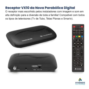 Receptor Vivensis VX10 Nova Parabólica Digital Sathd Regional cor preto - Imagem 6