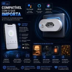 Tomada Inteligente Wi-Fi Bivolt com Medidor de Consumo para Alexa e Google - Imagem 3