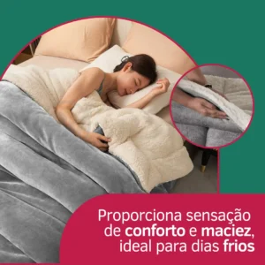 Coberdrom Casal Queen Size Sherpa Cobertor Edredom Inverno Pele Lã Carneiro Super Macio Suave Confortável Luxo Cor Cinza - Imagem 3