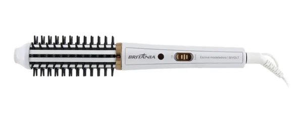 Escova Modeladora Britânia 2 em 1 Branca BEC04 Bivolt