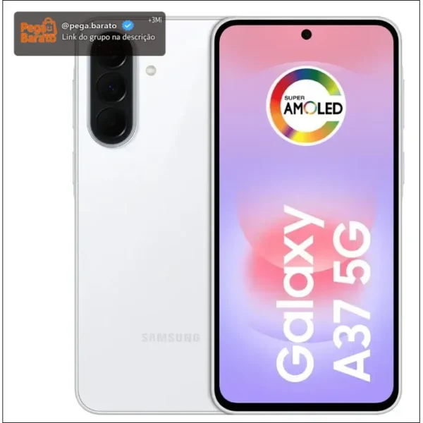 Celular Samsung Galaxy A37 5G 128GB, 6GB RAM, Câmera Tripla 50MP, Super AMOLED 6.7", Recursos AI - Branco