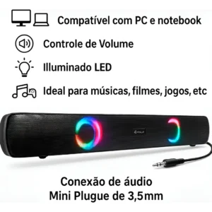 Caixa De Som Soundbar Bluetooth Led Smart Tv Pc P2 Sd Usb - Imagem 4