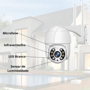 Câmera IP Segurança Wi-Fi Prova D'Água Externa IP Camera 360 PTZ Full HD APP ICSEE - Imagem 5