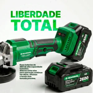 Esmerilhadeira Angular Several Importados Lixadeira Potente Corte Fácil 21v Bateria Ferramenta Completa Verde - Imagem 7