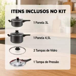 Jogo Panela Pressão Fechamento Externo Antiaderente Promoção - Imagem 5