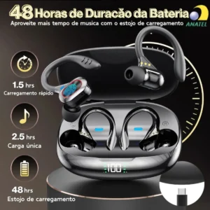 Fone de Ouvido JSKJ S730 TWS Bluetooth 5.4 Com Gancho Esportivo e LED - Imagem 3