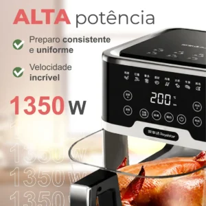 Fritadeira Elétrica Air Fryer De Vidro 6l Digital Touch Top - Imagem 7