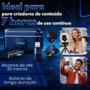 Microfone Lapela Redondo Sem Fio Duplo Imã Android E Iphone - Imagem 5