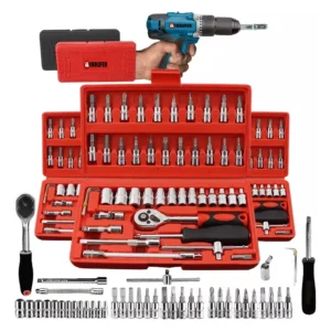 Kit Chave Catraca Soquete 46 Peças Indufer em Cromo Vanádio, para Manutenção de Carros e Motos - Imagem 1