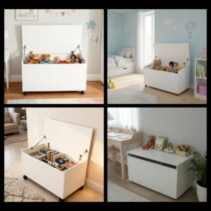 Baú Organizador Brinquedo Criança Quarto Rodinhas Branco* - Imagem 7