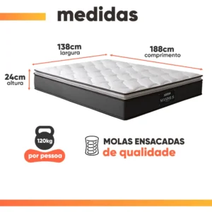 Cama Box Casal Colchão Gazin Molas Ensacadas Pillow Maximus - Imagem 5
