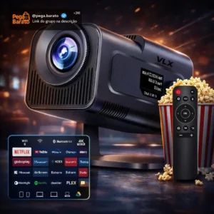 Projeto Hy320 Smart TV Android 11 WiFi6 390 ANSI Lumens Full HD 4K Mini Projeto Portátil Preto com Controle Remoto Bluetoth Cinema Em Casa - Imagem 1