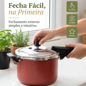 Panela de pressão 4,5 litros Alumínio Segura Reforçada Cozimento Rápido Econômica Fechamento Externo - Imagem 8