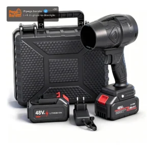 Soprador 48v Turbo Portátil Com 2 Baterias Potente Preto - Imagem 1