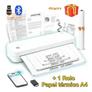 Impressora Termica Portátil A4 + 1 Rolo Papel Bluetooth Usb 203DPI Impressora A4 A5 2800mah COM 127V/220V Impressora Portátil PDF WORD EXCEL Sem Fio Profissional Com Viagens Escritório Escola E Casa - Imagem 1