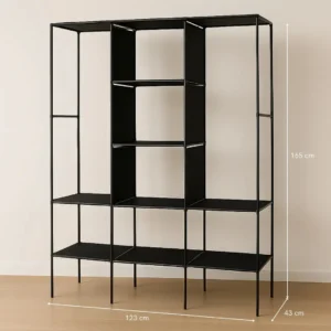 Armário Portátil 8 Divisórias Guarda Roupa Dobrável Premium Preto - Imagem 3