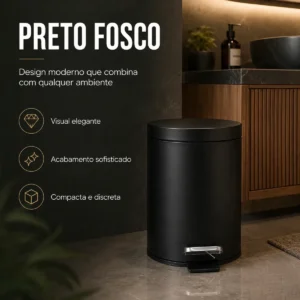 Lixeira 5 Litros Com Pedal Tampa Banheiro Cozinha Luxo - Imagem 5