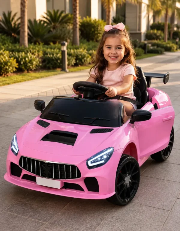 Carrinho Elétrico Infantil Rosa 12V Bribri Blush Racer com Controle Remoto