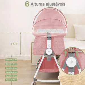 Berco Bebe Portatil Retratil Acoplado Moise Balanço Infantil - Imagem 7