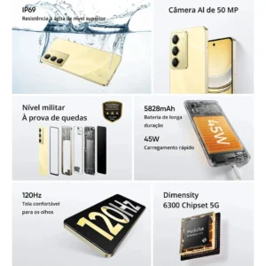 Smartphone Celular Realme C75 5g 256gb 8gb Ram Dourado Dual Sim Ultrarresistência À Água Ip69 Mediatek Dimensity 6300 - Imagem 4