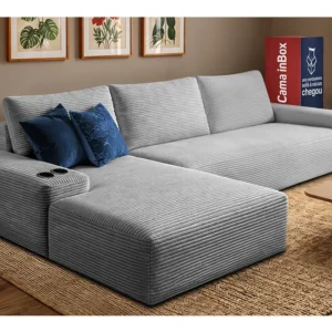 Sofá Evo. 2,70m Molas Ensacadas Com Chaise Esq. Cama Inbox - Imagem 1
