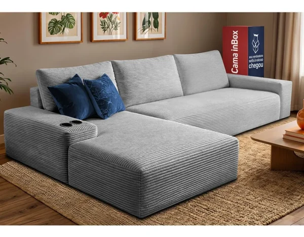Sofá Evo. 2,70m Molas Ensacadas Com Chaise Esq. Cama Inbox