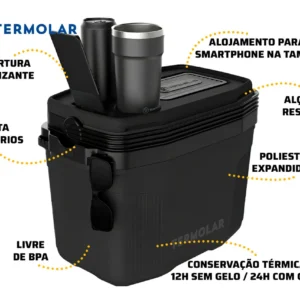 Caixa Termica Suv Cooler Com Alça 20 Litros Praia Pesca Camping Cor Preto Termolar - Imagem 4