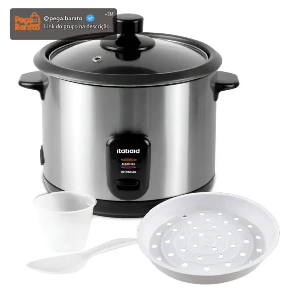 Panela De Arroz Elétrica 10 Xícaras 1.8 Litros Prateado