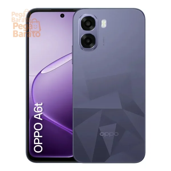 Smartphone OPPO A6t 128gb, 12gb Ram (4gb + 8gb Virtual Ram), Bateria Gigante de 6500mAh, Processador Snapdragon, Tela 120Hz, AI Câmera, IP64 - Violeta