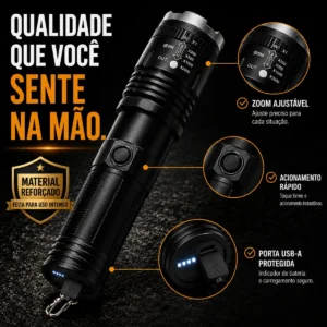 Lanterna Tática Militar Led Potente Alcance 2km Mais Forte - Imagem 7