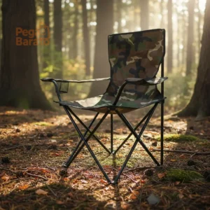 Cadeira Camping Dobravel Camuflada Porta Copo Ate 150kg - Imagem 1