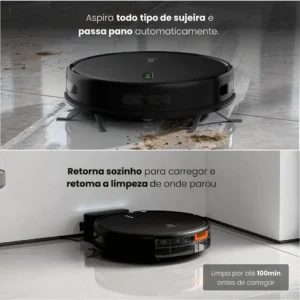 Robô Aspirador De Pó E Passa Pano App Tuya Pandaplus Bivolt Preto - Imagem 4