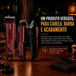Máquina Kemei De Cortar Cabelo Sem Fio Recarregável Km-2600 - Imagem 4