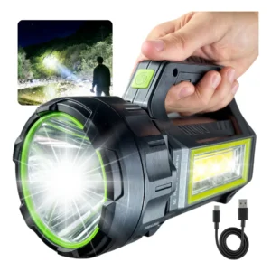 Lanterna Led Tática Grande Farolete Holofote De Mão 7 Modos 100000 Lúmens Super Potente Recarregável Usb Solar Power Bank Camping Pesca Caça Trilha Uso Rural Fazenda Emergência Profissional - Imagem 1