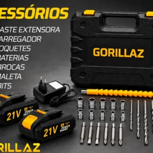 Furadeira Parafusadeira De Impacto 2 Bateria + Jogo 300 Pçs - Imagem 6